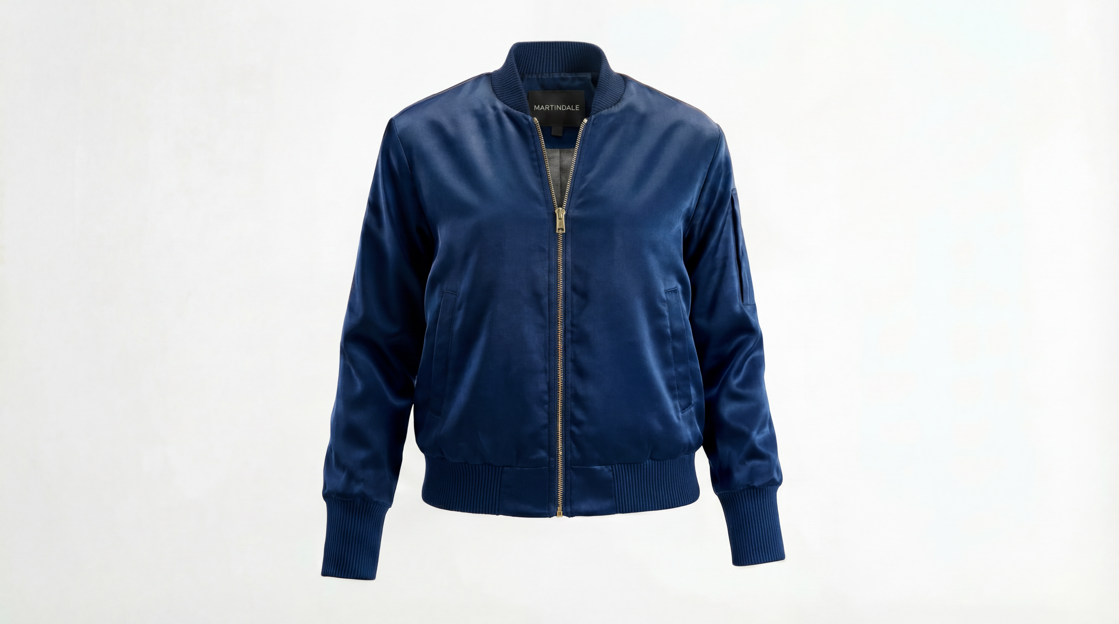 The Amelia Bomber Jacket in Midnight Satin